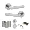 STATUS Carolina Door Handle Pack (Bathroom Set - 3" CE Bathroom Lock, 3" Fire Rated Hinges x3) - Polished Chrome