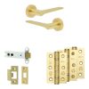 Complete Gio Door Handle Pack - Heavy Duty Latch - Satin Brass - 102mm / 3-inch Hinges - JE-E22B-SB