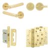 Complete Bari Door Handle Pack - Bathroom Lock (Plain Thumb Turn) - Satin Brass - 65mm / 4-inch Hinges - JE-D5A2-SB