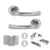 STATUS Nevada Door Handle Pack (Euro Lock Set - 3" CE Sashlock, 3" Fire Rated Hinges x3) - Satin Chrome