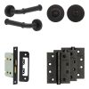 Complete Classic Door Handle Pack - Bathroom Lock (Standard Thumb Turn) - Matt Black - 65mm / 4-inch Hinges - JE-A5A3-MB