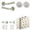 Complete Classic Door Handle Pack - Heavy Duty Tubular Bathroom (Standard Thumb Turn) - Satin Nickel - 102mm / 4-inch Hinges - JE-A32A3-SN