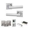 Senza Pari Davoli Door Handle Pack (Bathroom Set - 3" CE Bathroom Lock, 4" Fire Rated Hinges x3) - Polished Chrome