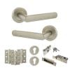 STATUS Carolina Door Handle Pack (Euro Lock Set - 3" CE Sashlock, 3" Fire Rated Hinges x3) - Satin Nickel