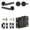 Complete Hex Door Handle Pack - Heavy Duty Tubular Bathroom (Plain Thumb Turn) - Matt Black - 64mm / 3-inch Hinges - JE-C30B2-MB