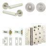 Complete Hex Door Handle Pack - Heavy Duty Tubular Bathroom (Standard Thumb Turn) - Satin Nickel - 76mm / 4-inch Hinges - JE-C31A3-SN