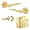 Complete Gio Door Handle Pack - Internal Doors - Satin Brass - 76mm / 4-inch Hinges - JE-E3A-SB