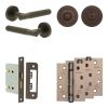 Complete Venice Door Handle Pack - Bathroom Lock (Standard Thumb Turn) - Dark Bronze - 76mm / 4-inch Hinges - JE-F6A3-DB