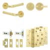 Complete Midtown Door Handle Pack - Heavy Duty Tubular Bathroom (Knurled Thumb Turn) - Satin Brass - 76mm / 4-inch Hinges - JE-G31A1-SB
