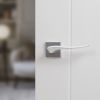 Forme Olimpia Lever Door Handle on Minimal Square Rose - Satin Chrome (Pair)