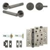 Complete Hex Door Handle Pack - Heavy Duty Tubular Bathroom (Plain Thumb Turn) - Black Nickel - 102mm / 4-inch Hinges - JE-C32A2-BN