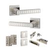 Senza Pari Bianca Door Handle Pack (Euro Lock Set - 3" CE Sashlock, 4" Slim Knuckle Hinges x2) - Satin Nickel