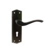 Old English Warwick Key Lever Door Handle on Backplate - Urban Dark Bronze (Pair)