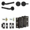 Complete Midtown Door Handle Pack - Heavy Duty Tubular Bathroom (Knurled Thumb Turn) - Matt Black - 64mm / 3-inch Hinges - JE-G30B1-MB
