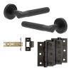 Complete Venice Door Handle Pack - Internal Doors - Matt Black - 76mm / 3-inch Hinges - JE-F4B-MB