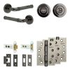 Complete Midtown Door Handle Pack - Heavy Duty Tubular Bathroom (Standard Thumb Turn) - Black Nickel - 76mm / 4-inch Hinges - JE-G31A3-BN
