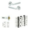 Complete Venice Door Handle Pack - Heavy Duty Latch - Polished Chrome - 102mm / 3-inch Hinges - JE-F22B-PC