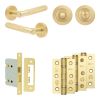 Complete Bari Door Handle Pack - Bathroom Lock (Standard Thumb Turn) - Satin Brass - 76mm / 3-inch Hinges - JE-D6B3-SB