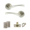 Eco Aqua Door Handle Pack (Latch Set - 3" CE Latch, 4" Slim Knuckle Hinges x2) - Satin Nickel/Nickel Plate