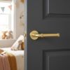 Complete Midtown Door Handle Pack - Heavy Duty Latch - Satin Brass - 102mm / 3-inch Hinges - JE-G22B-SB