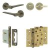 Complete Gio Door Handle Pack - Bathroom - Antique Brass - By Frelan Hardware - JE-E6A2-AB