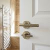Complete Bari Door Handle Pack - Bathroom Lock (Knurled Thumb Turn) - Antique Brass - 65mm / 3-inch Hinges - JE-D5B1-AB