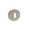 Forme Key Escutcheons on Minimal Round Rose - Satin Nickel (Pair)