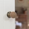 Old English Bridlington Door Knob Pack (Latch Set - 3" HD Latch, 3" Fire Rated Hinges x3) - Antique Brass