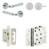 Complete Midtown Door Handle Pack - Bathroom Lock (Plain Thumb Turn) - Polished Chrome - 65mm / 4-inch Hinges - JE-G5A2-PC