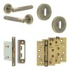 Complete Bari Door Handle Pack - Sashlock - Antique Brass - 76mm / 4-inch Hinges - JE-D8A8-AB