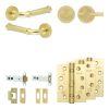 Complete Classic Door Handle Pack - Heavy Duty Tubular Bathroom (Plain Thumb Turn) - Satin Brass - 102mm / 4-inch Hinges - JE-A32A2-SB