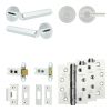 Complete Hex Door Handle Pack - Heavy Duty Tubular Bathroom (Plain Thumb Turn) - Polished Chrome - 64mm / 4-inch Hinges - JE-C30A2-PC