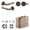 Complete Midtown Door Handle Pack - Heavy Duty Tubular Bathroom (Knurled Thumb Turn) - Dark Bronze - 102mm / 4-inch Hinges - JE-G32A1-DB