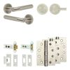 Complete Bari Door Handle Pack - Heavy Duty Tubular Bathroom (Knurled Thumb Turn) - Satin Nickel - 76mm / 4-inch Hinges - JE-D31A1-SN