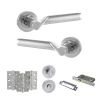 STATUS Hawaii Door Handle Pack (Bathroom Set - 3" CE Bathroom Lock, 3" Fire Rated Hinges x3) - Satin Chrome/Polished Chrome