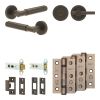 Complete Bloom Door Handle Pack - Heavy Duty Tubular Bathroom (Plain Thumb Turn) - Dark Bronze - 76mm / 3-inch Hinges - JE-B31B2-DB