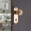 Beehive Knob on Backplate Lock Aged Brass