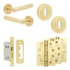 Complete Bari Door Handle Pack - Sashlock - Satin Brass - 65mm / 4-inch Hinges - JE-D7A8-SB