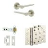 Complete Gio Door Handle Pack - Heavy Duty Latch - Satin Nickel - 102mm / 4-inch Hinges - JE-E22A-SN