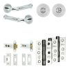 Complete Classic Door Handle Pack - Heavy Duty Tubular Bathroom (Standard Thumb Turn) - Polished Chrome - 76mm / 3-inch Hinges - JE-A31B3-PC