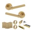 STATUS Nebraska Door Handle Pack (Euro Lock Set - 2.5" CE Sashlock, 4" Fire Rated Hinges x3) - Satin Brass