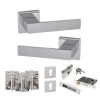 Senza Pari Panetti Door Handle Pack (Euro Lock Set - 3" CE Sashlock, 4" Fire Rated Hinges x3) - Polished Chrome