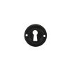 Old English Solid Brass Open Key Hole Escutcheons - Matt Black (Pair)