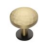 Heritage Brass Cabinet Knob Round Hammered Design with Rose 32mm Matt Bronze/Satin Brass finish
