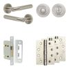 Complete Bari Door Handle Pack - Bathroom Lock (Standard Thumb Turn) - Satin Nickel - 65mm / 4-inch Hinges - JE-D5A3-SN