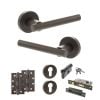 STATUS Nebraska Door Handle Pack (Euro Lock Set - 3" CE Sashlock, 4" Slim Knuckle Hinges x2) - Urban Dark Bronze