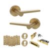 Senza Pari Darrio Door Handle Pack (Euro Lock Set - 2.5" CE Sashlock, 4" Fire Rated Hinges x3) - Satin Brass