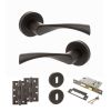 STATUS Colorado Door Handle Pack (3 Lever Lock Set - 3" CE Sashlock, 4" Slim Knuckle Hinges x2) - Urban Dark Bronze