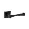 Senza Pari Guido Lever Door Handle on Flush Square Rose - Matt Black (Pair)