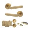 STATUS Carolina Door Handle Pack (Bathroom Set - 2.5" CE Bathroom Lock, 4" Fire Rated Hinges x3) - Satin Brass